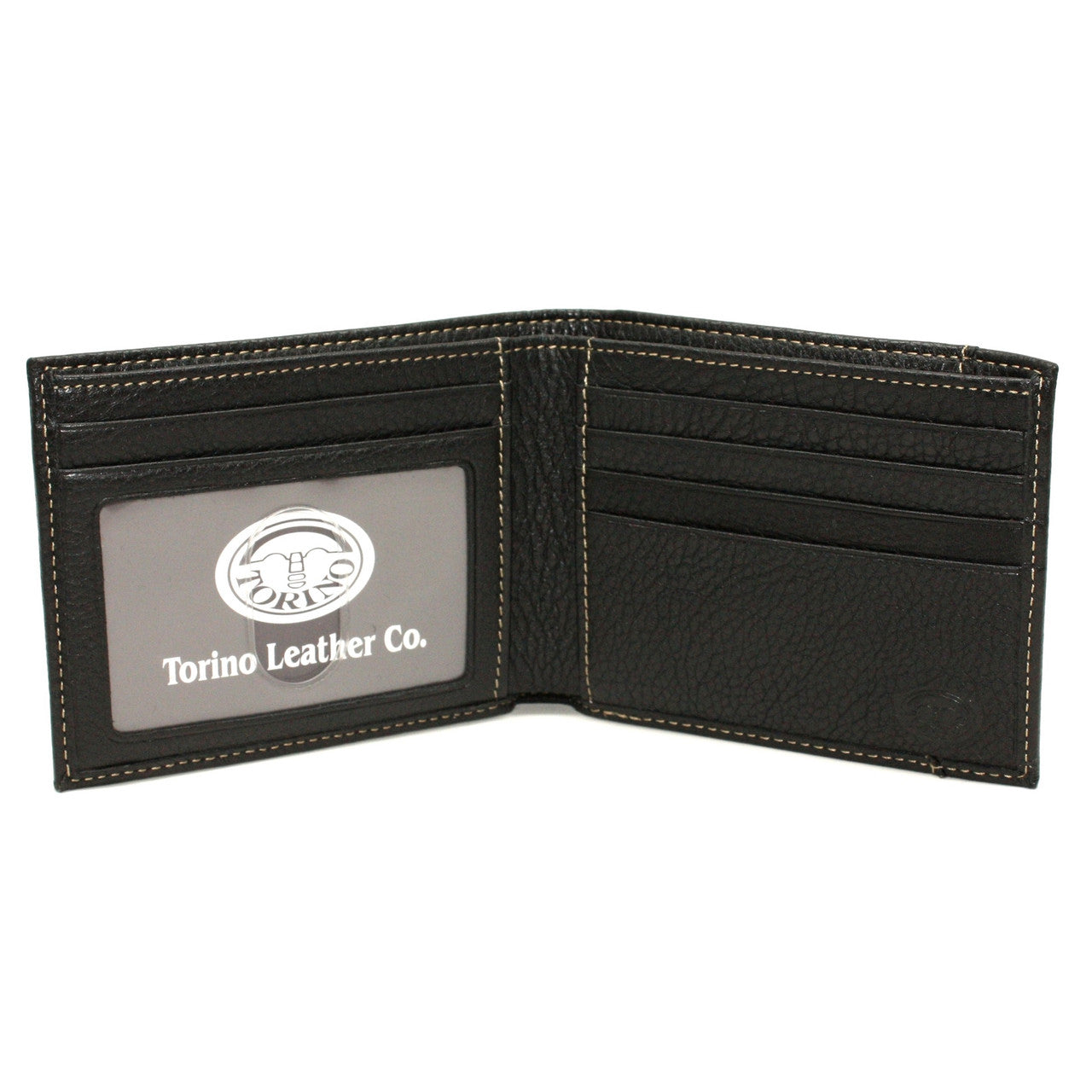 Inside view of pockets of Black Tumbled Leather Wallet