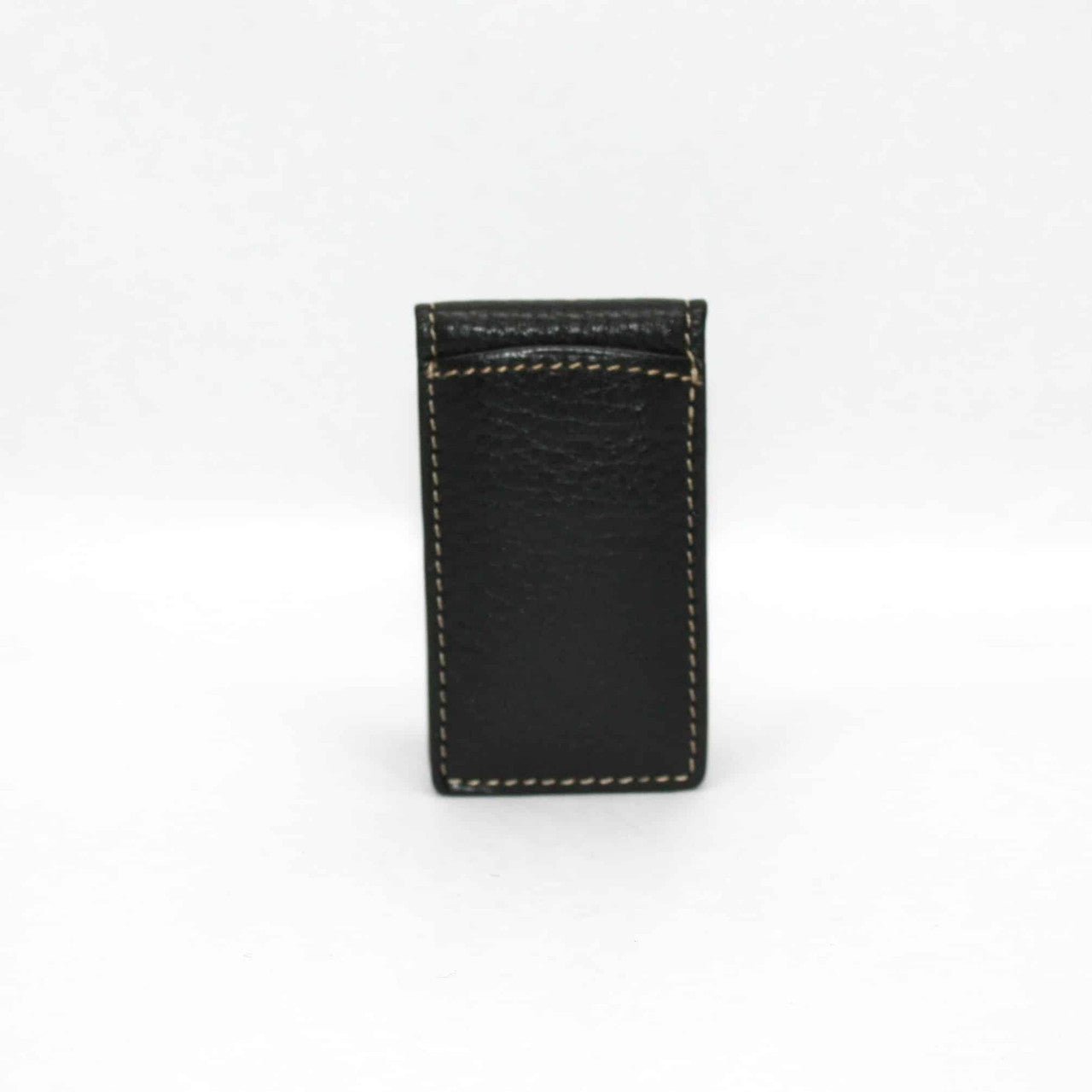 Italian Tumbled Full Grain Glove Leather Magnetic Money Clip in black