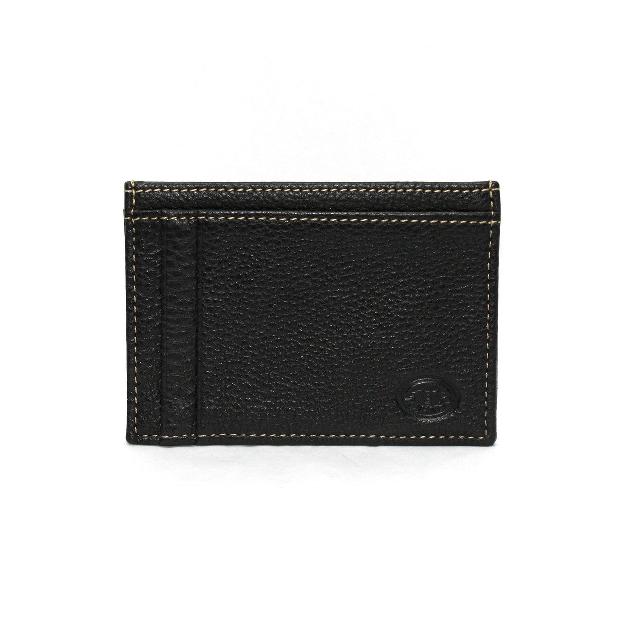 Italian Tumbled Full Grain Glove Leather ID/Card Case in Black
