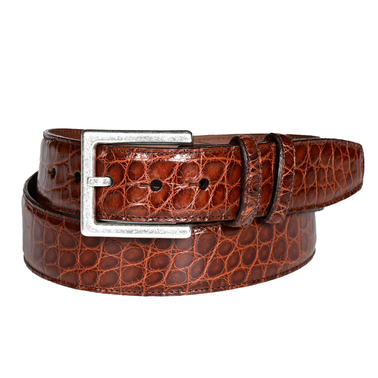 American Alligator Wide Width Leather Belt in British Tan by Torino Leather