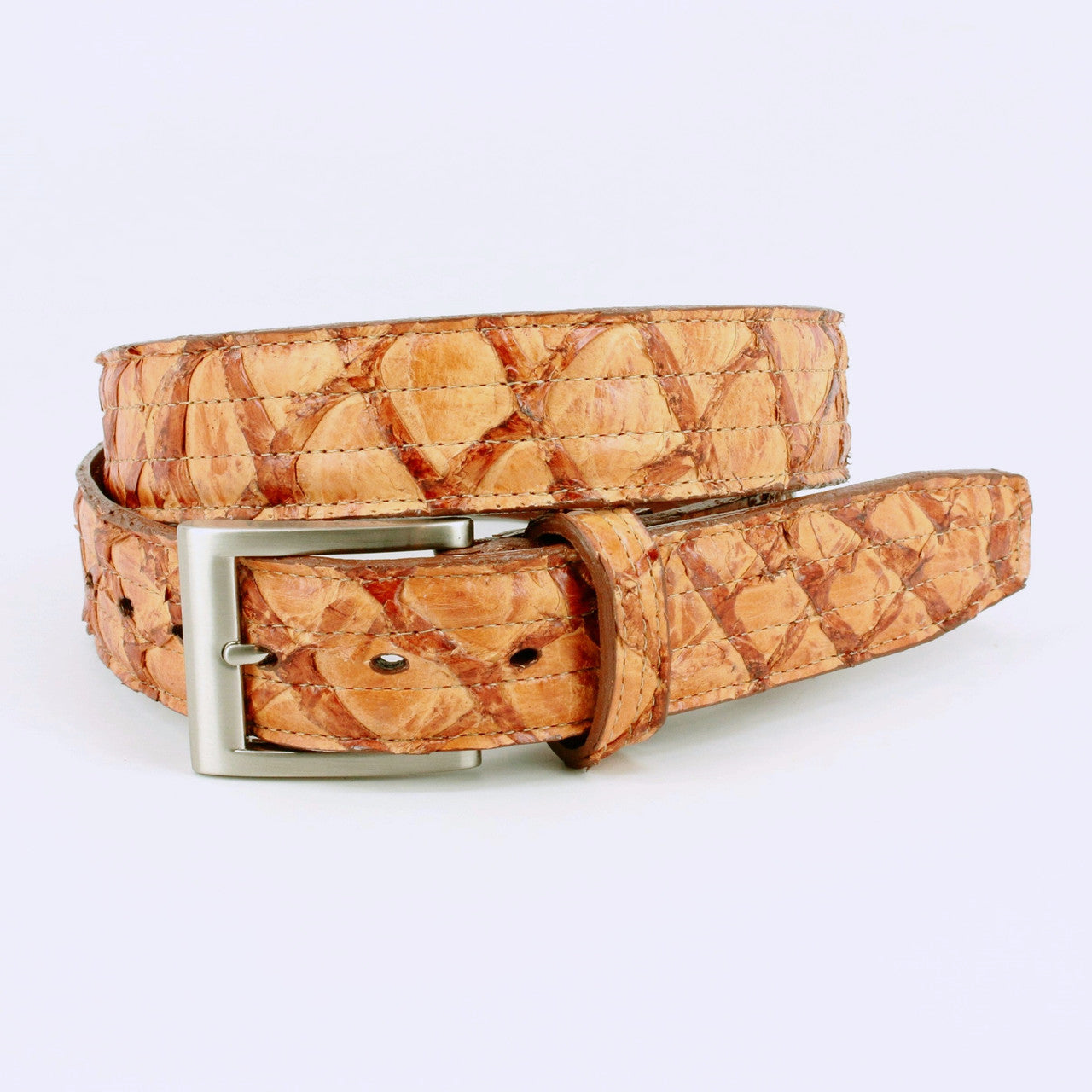 Genuine Amazonian Pirarucu (Fish) Skin Belt in Saddle