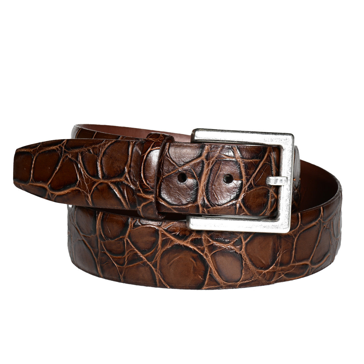 Italian Tortoise Shell Grain Calf Leather Belt in Brown by Torino Leather