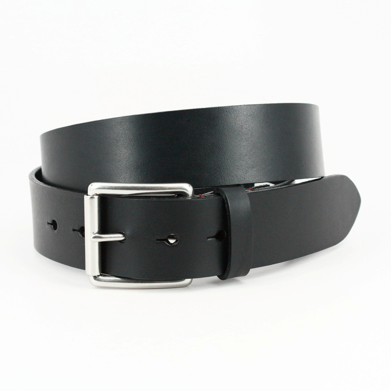 Hand Burnished Bridle Leather Casual Belt in Black