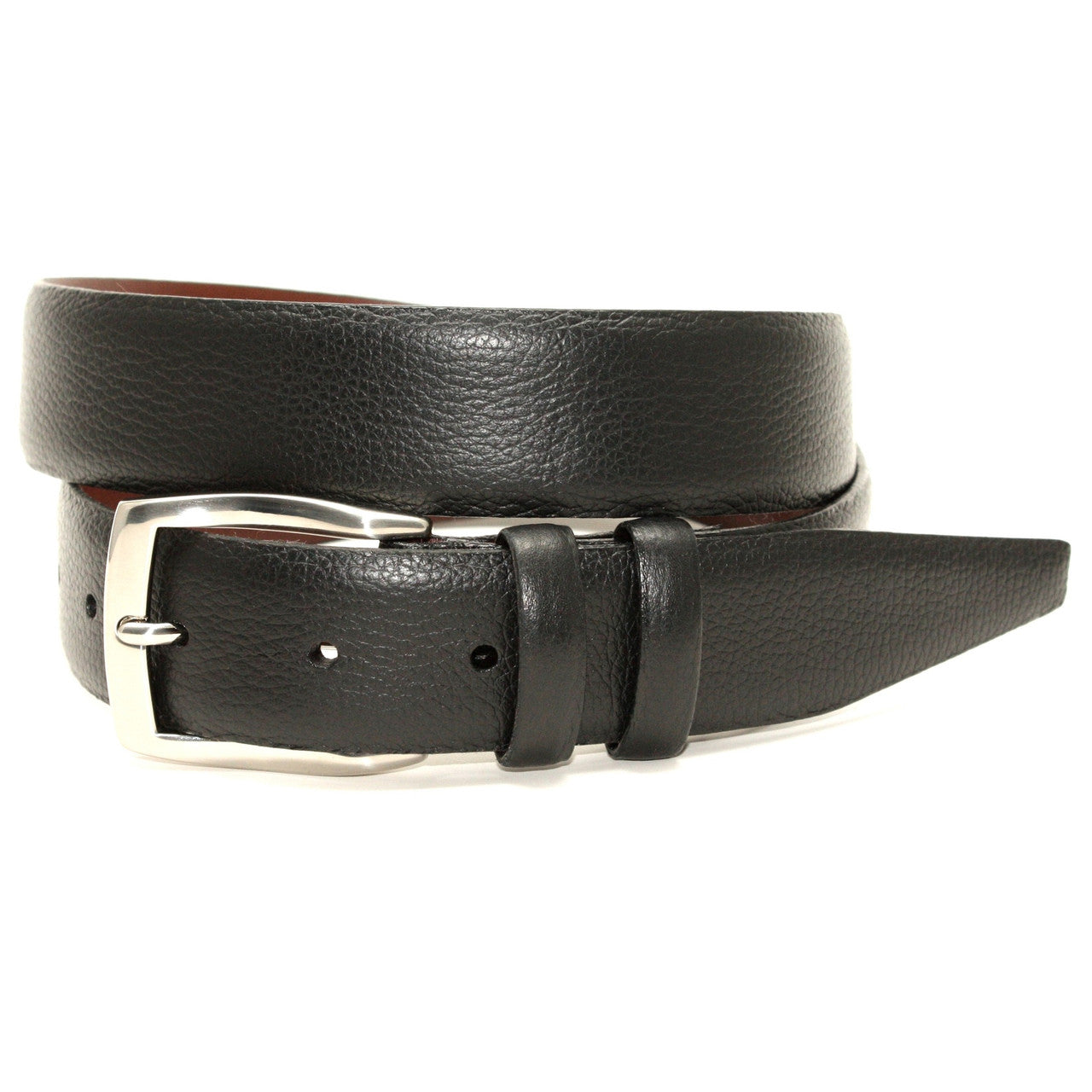 Black Pebble Grained Calfskin Dress Belt