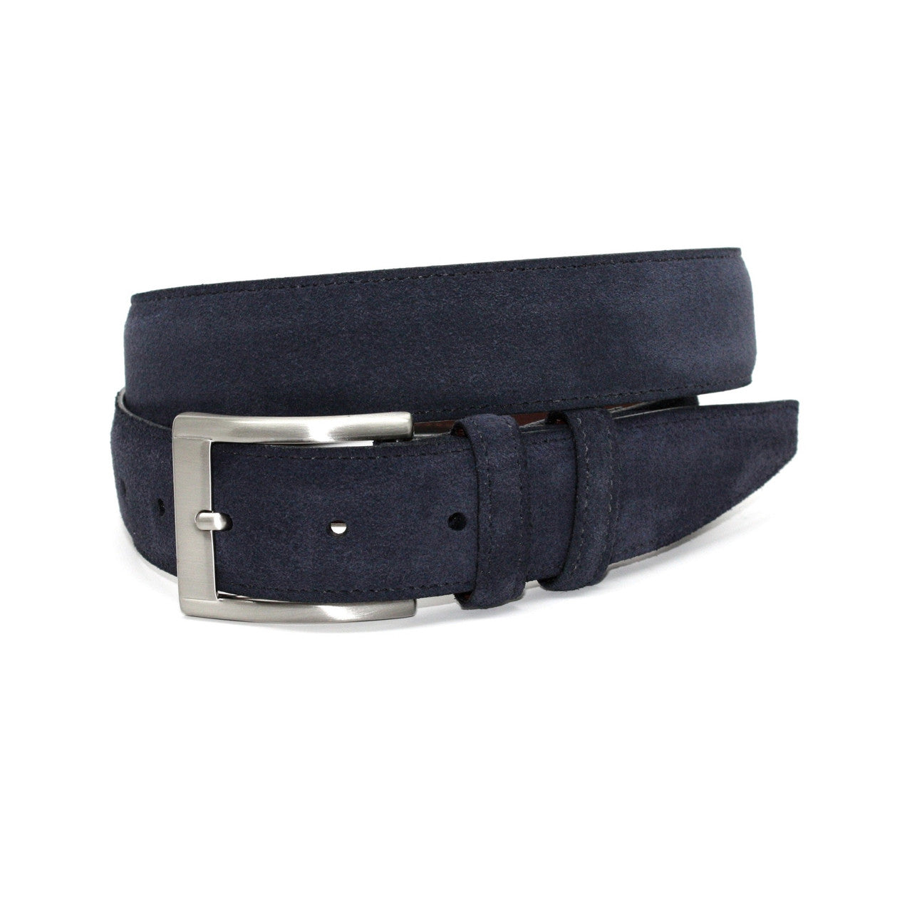 Italian Suede Calfskin Belt in Navy