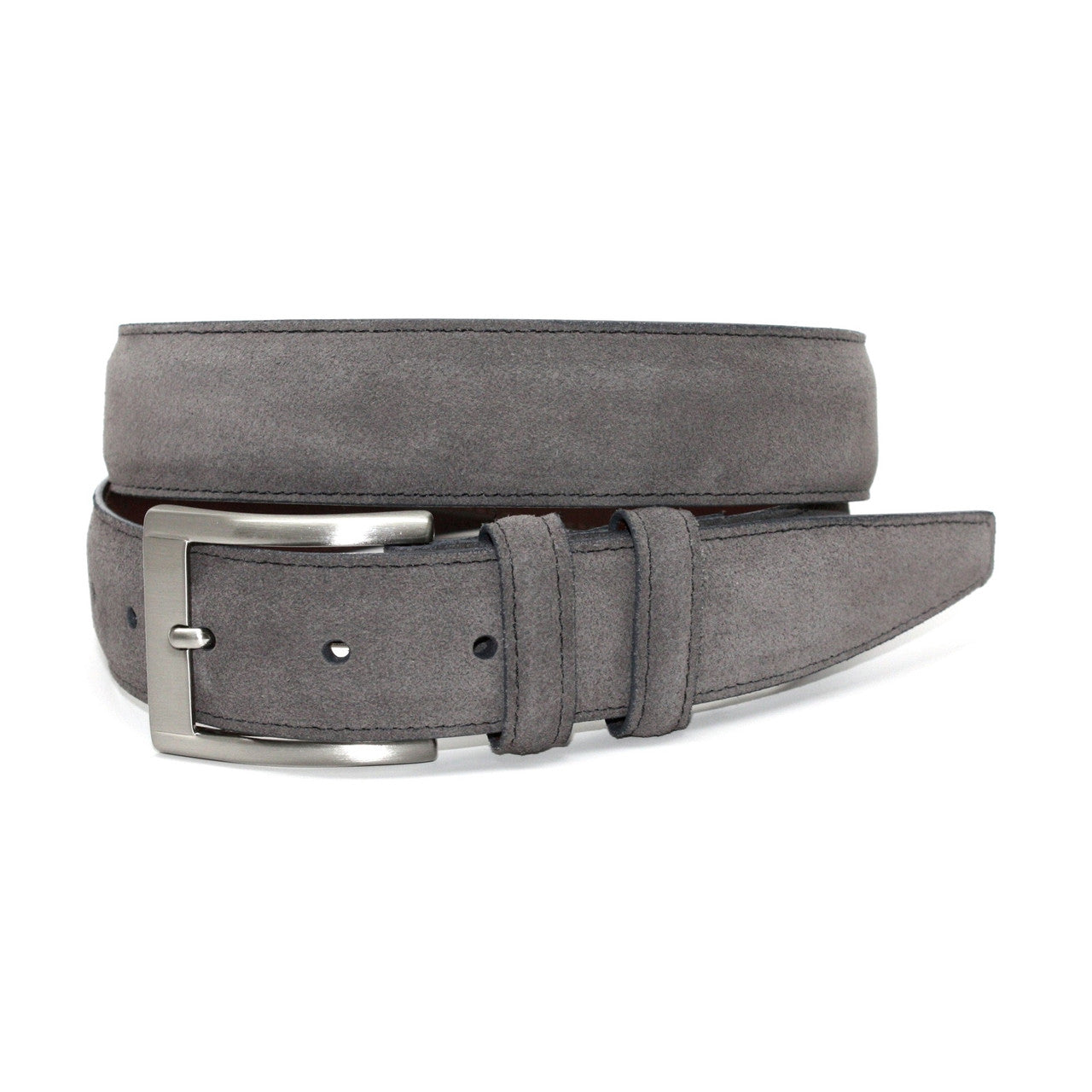 Italian Suede Calfskin Belt in Grey