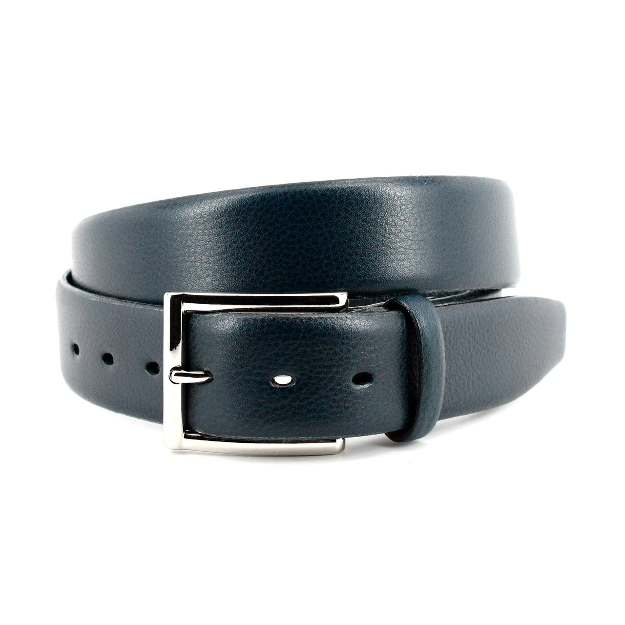 Navy Italian Glazed Milled Calfskin Dress Belt