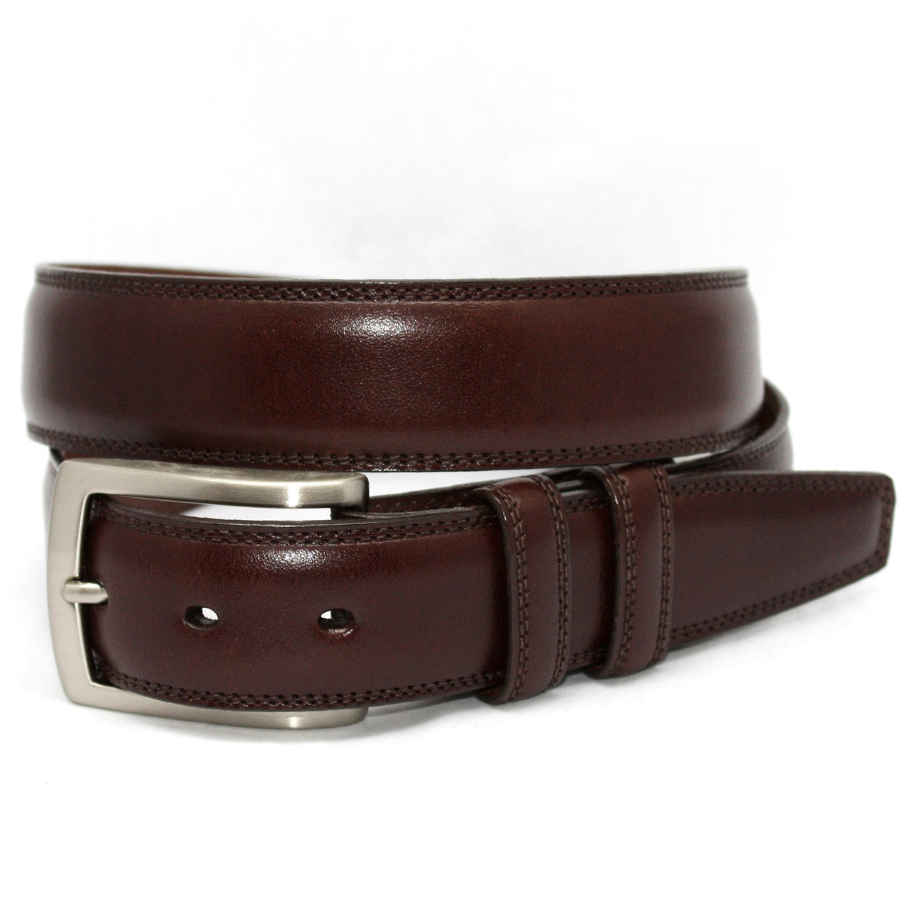 Big & Tall Italian Burnished Kipskin Dress Belt in Brown