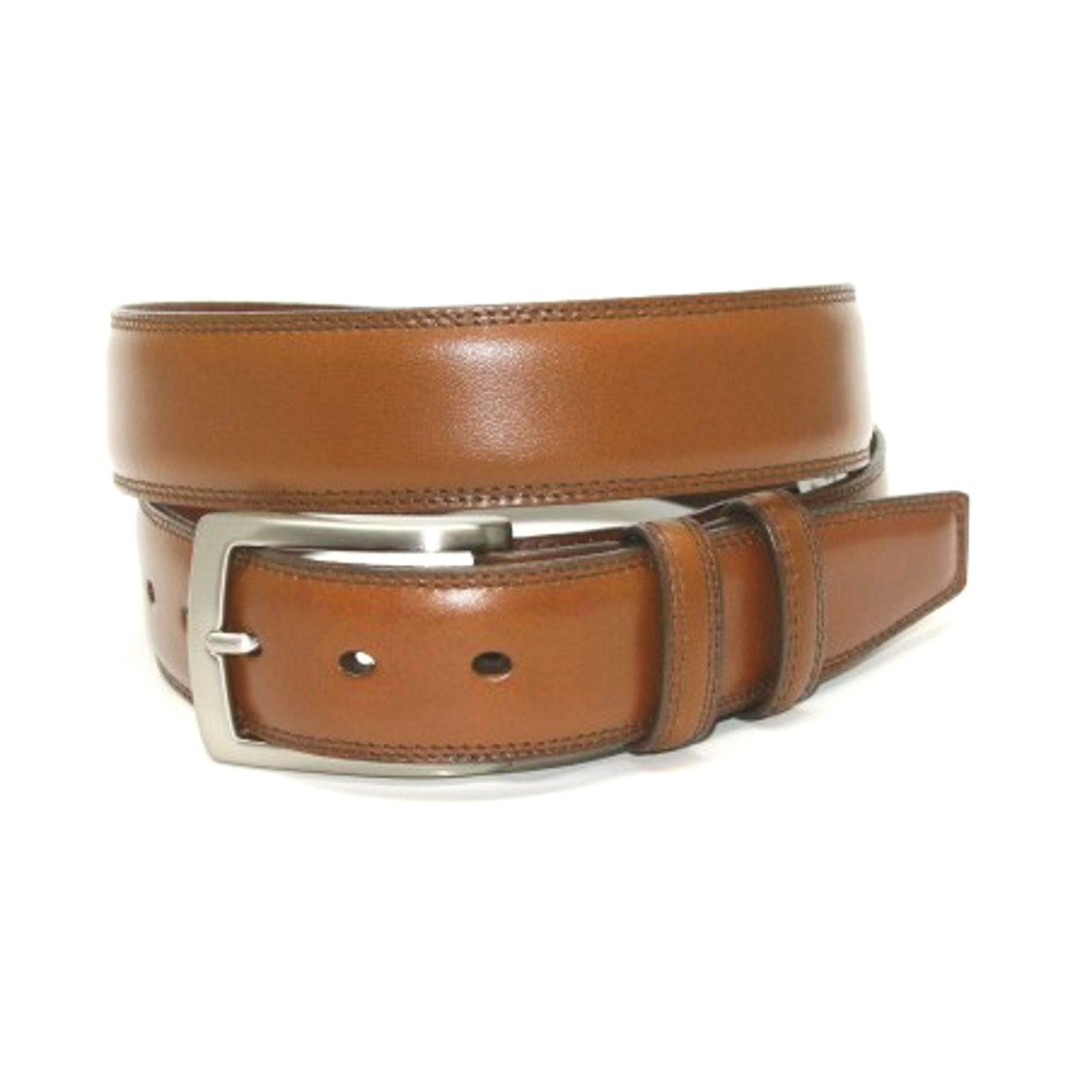 Italian Burnished Kipskin Dress Belt in Saddle