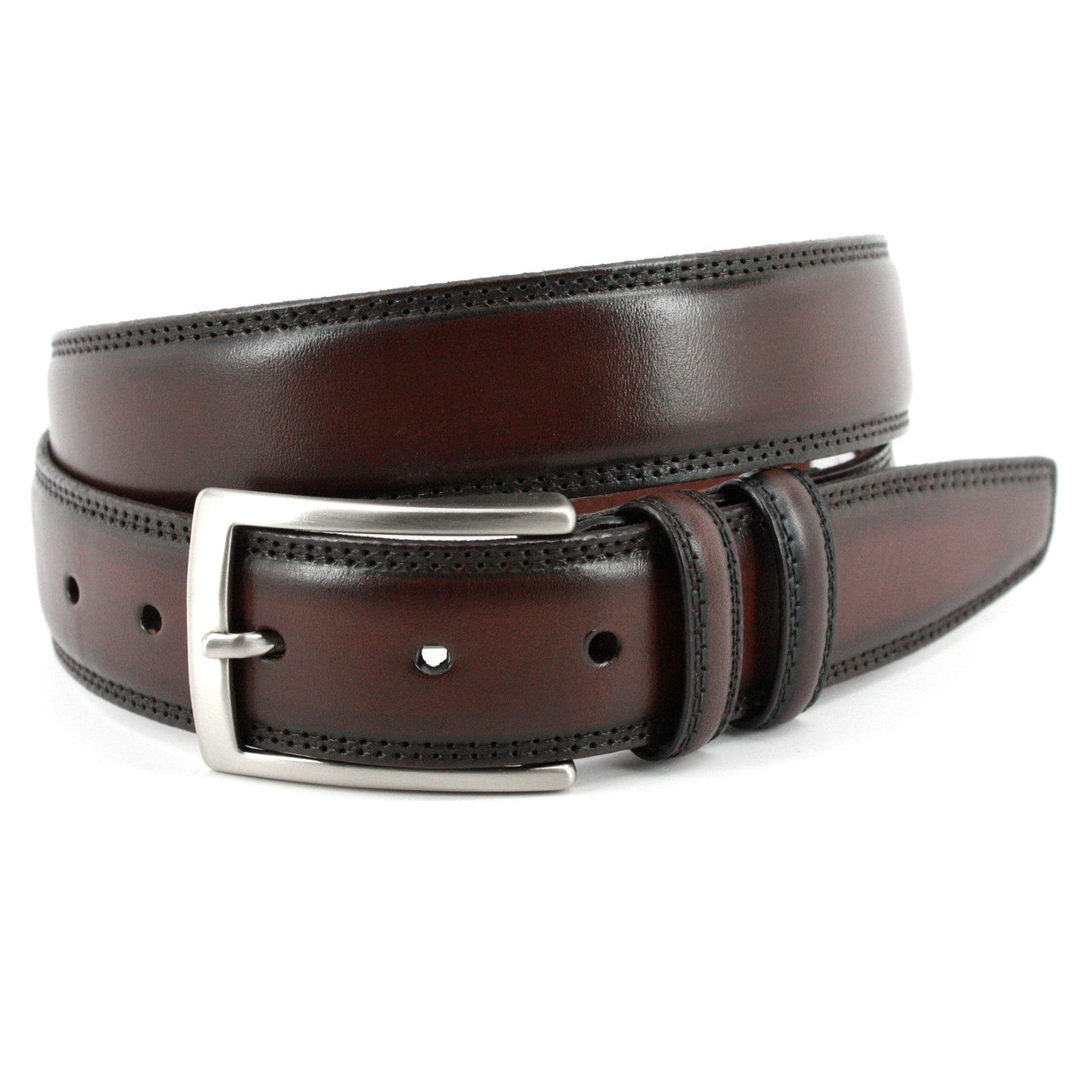 Hand Stained Italian Kipskin Dress Belt in Espresso