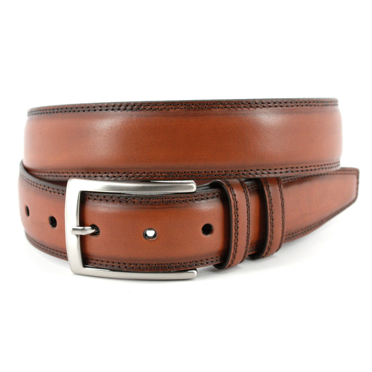 Hand Stained Italian Kipskin Dress Belt in Walnut