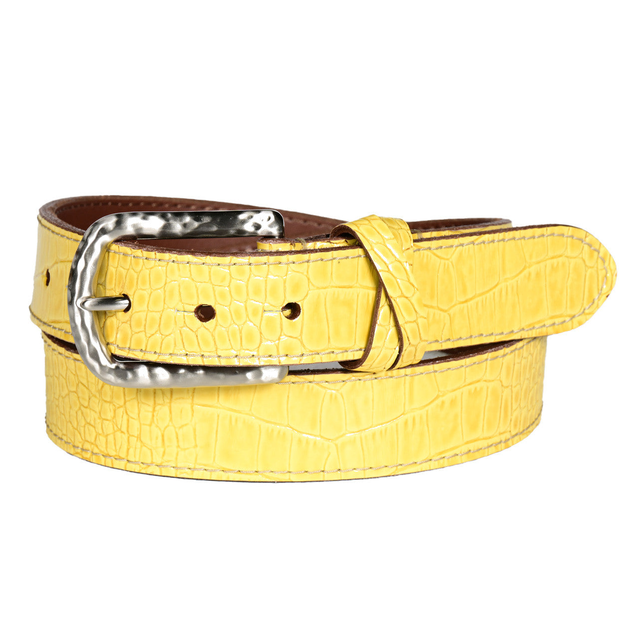 Italian Alligator Grain Calf Leather Belt in Yellow by Torino Leather