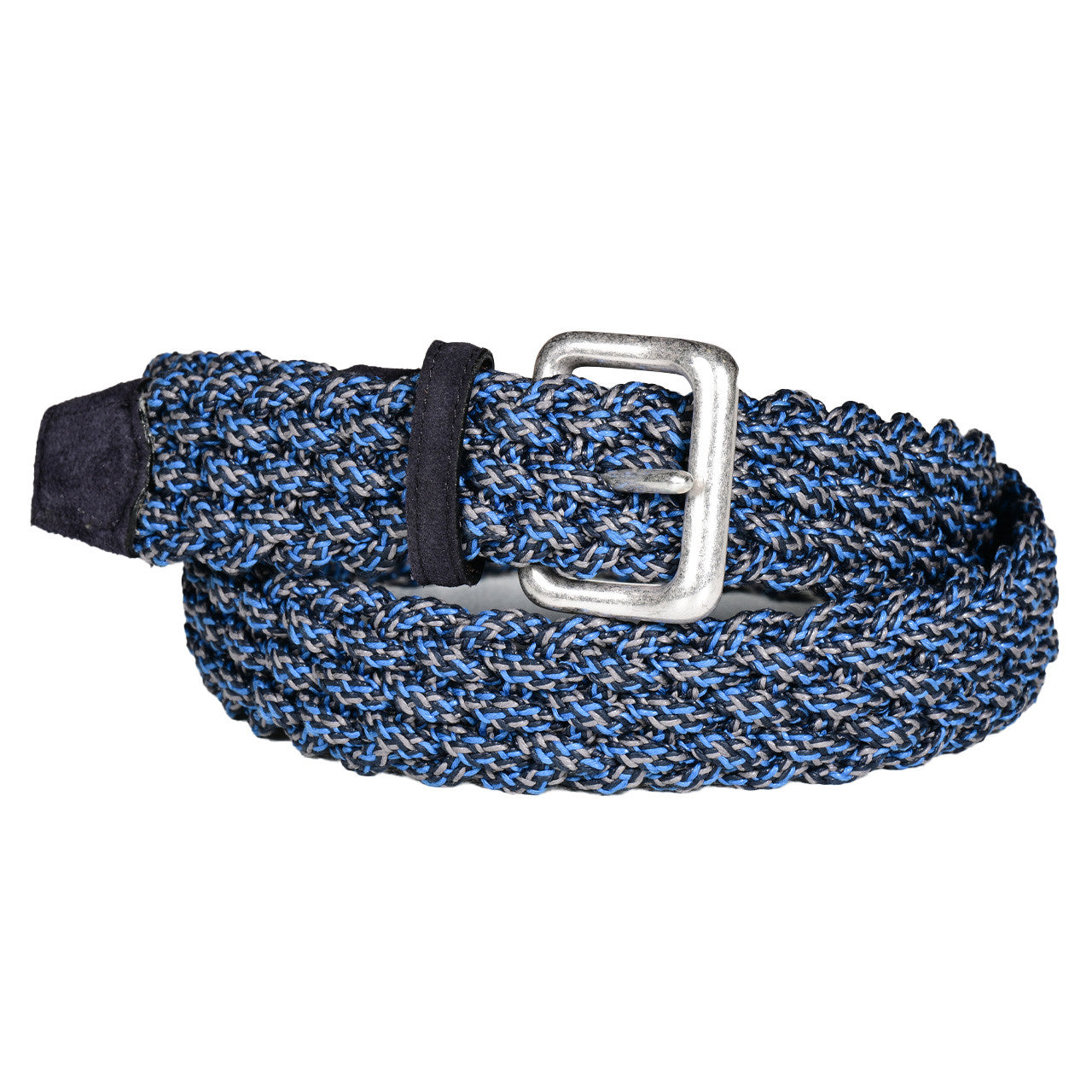 Italian Multicolored Woven Cotton Belt in Navy Multi by Torino Leather