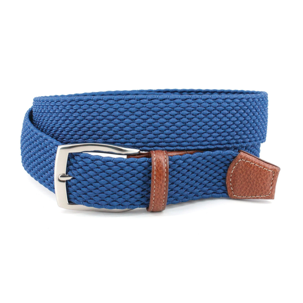 Italian Woven Stretch Nylon Casual Belt in Royal Blue