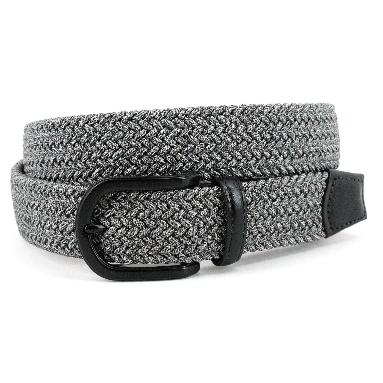 Italian Braided Melange Rayon Elastic Casual Belt in Grey