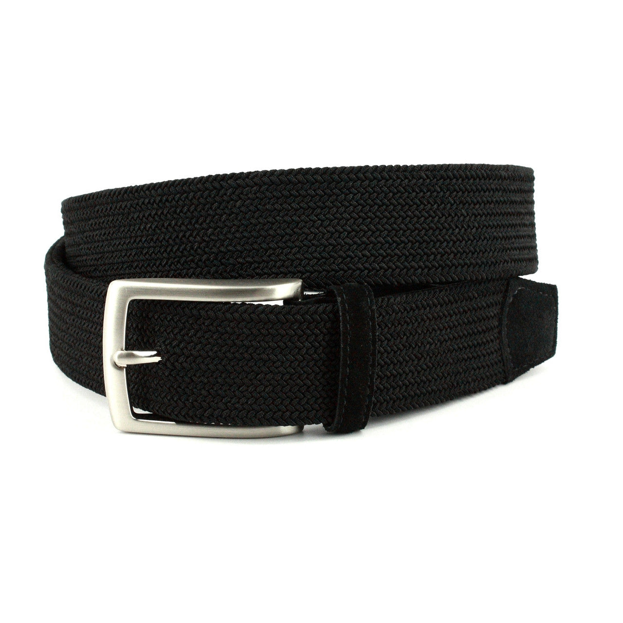 Italian Tubular Woven Rayon Elastic Dress Casual Belt in Black