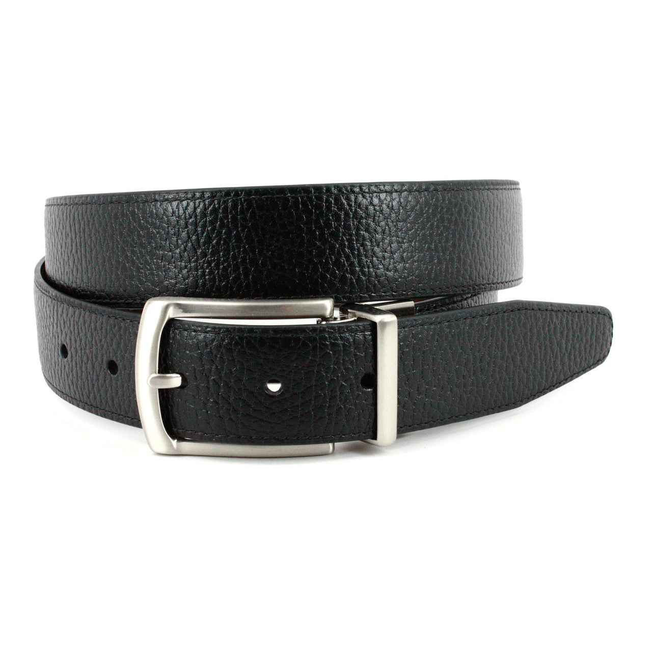Pebbled Veal to Burnished Veal - Reversible Belt Black to Cognac