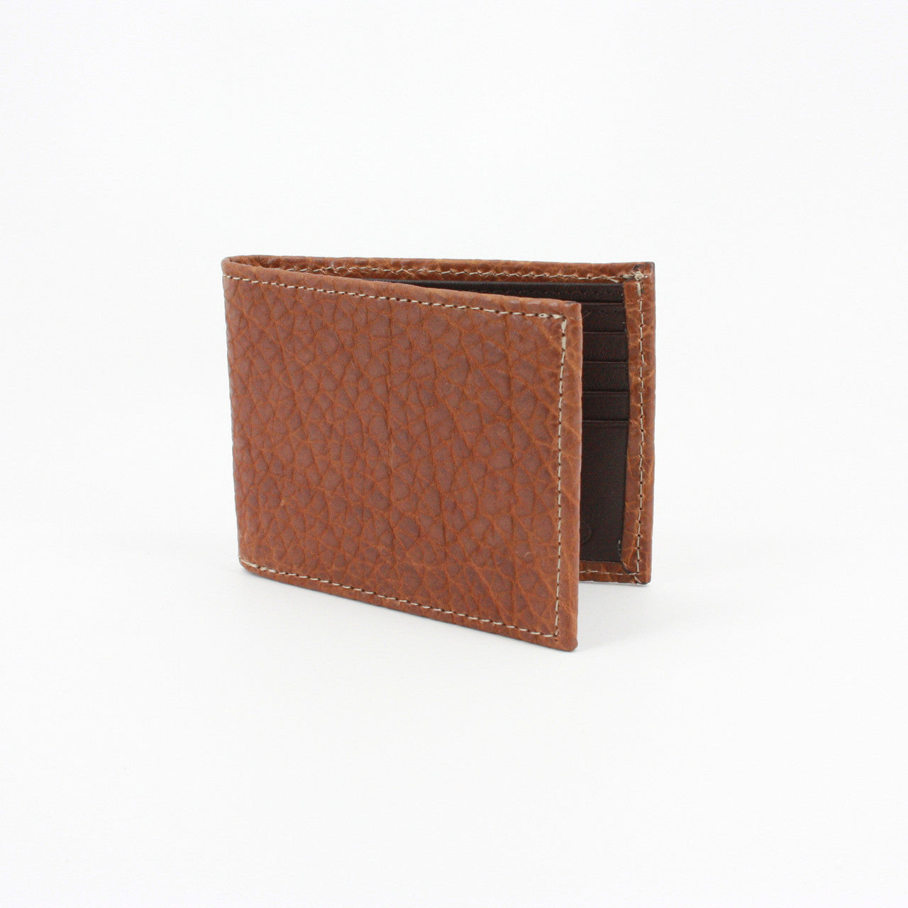 Genuine American Bison Billfold Wallet in Saddle Tan