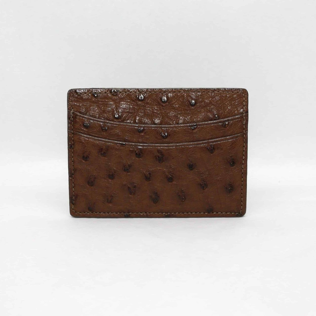Genuine Ostrich Business or Credit Card Case in Brown