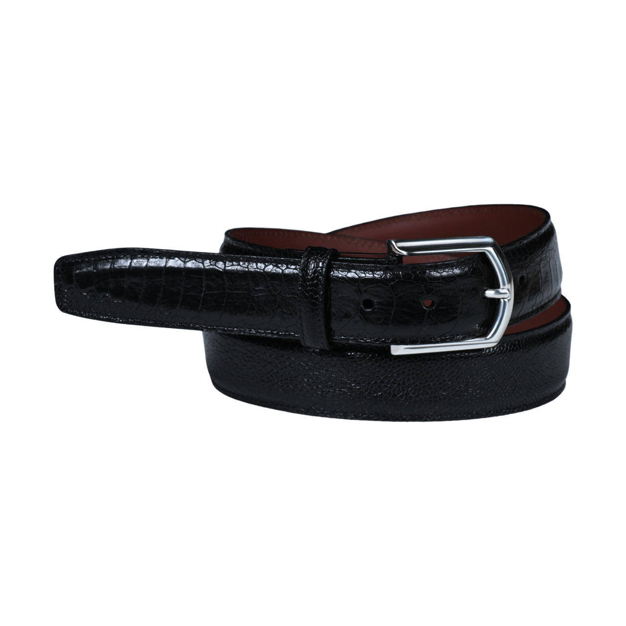 Genuine Ostrich Leg Leather Belt in Black by Torino Leather
