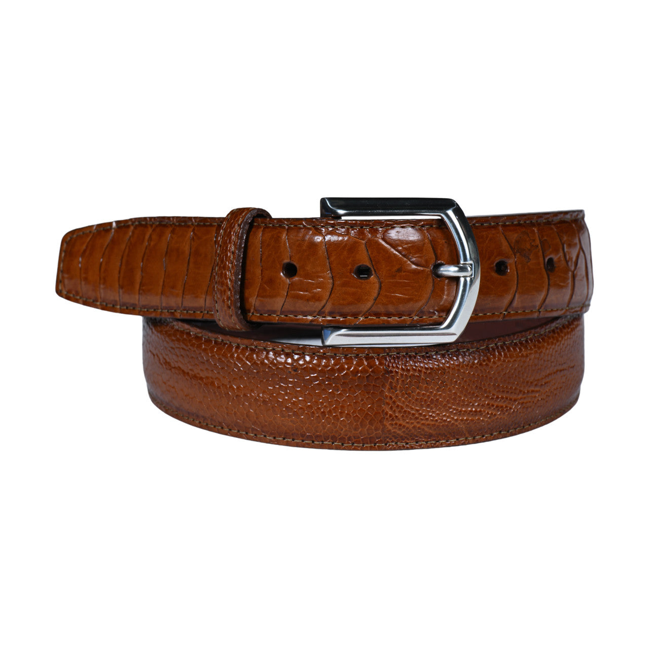 Genuine Ostrich Leg Leather Dress Belt in Tan by Torino Leather