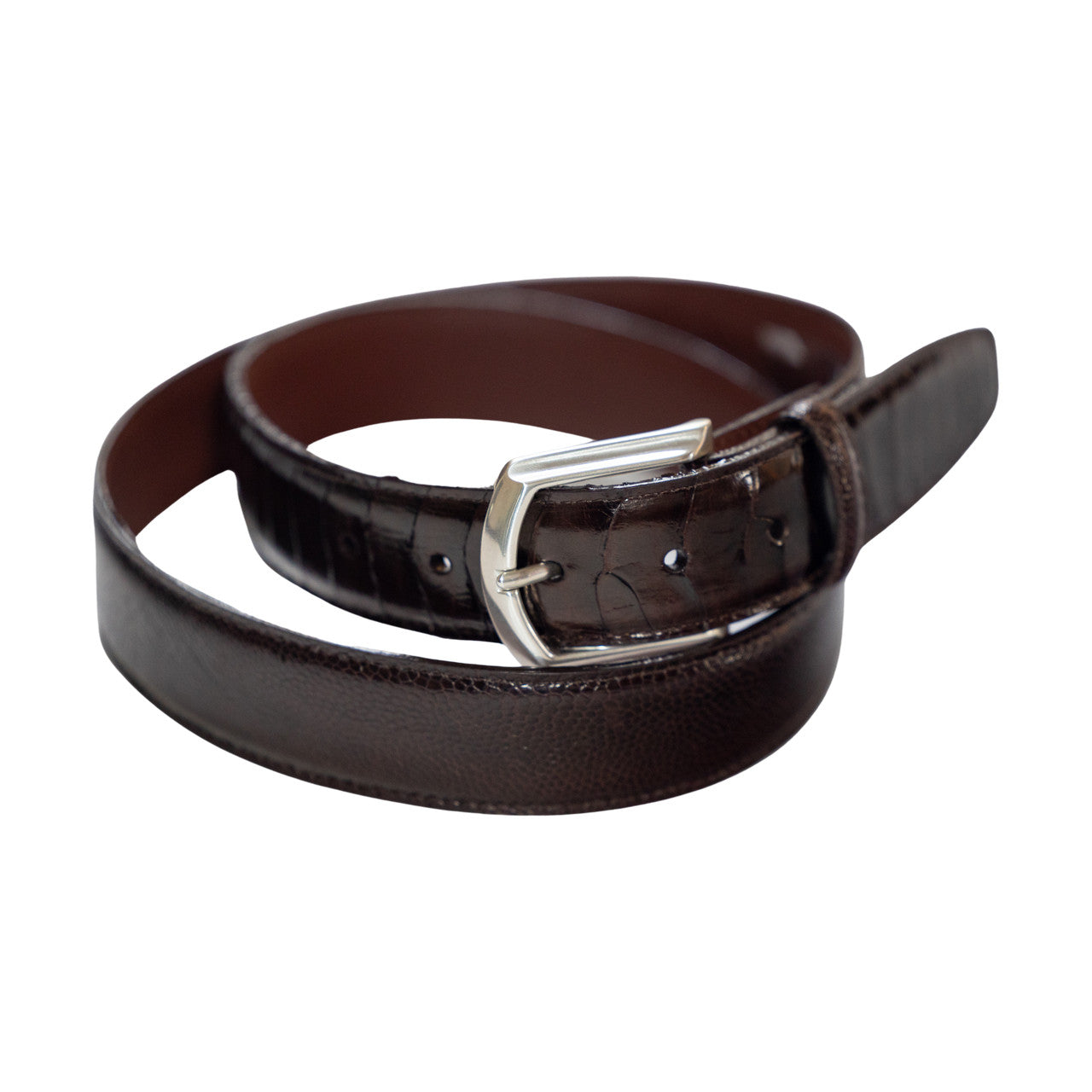 Genuine Ostrich Leg Leather Dress Belt in Brown by Torino Leather