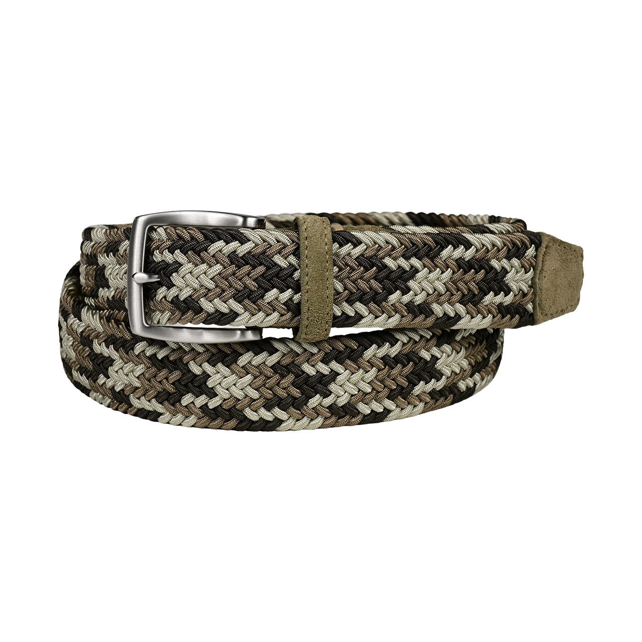 Italian Woven Rayon Strecth with Suede Tabs Casual Belt in Desert Camo by Torino Leather
