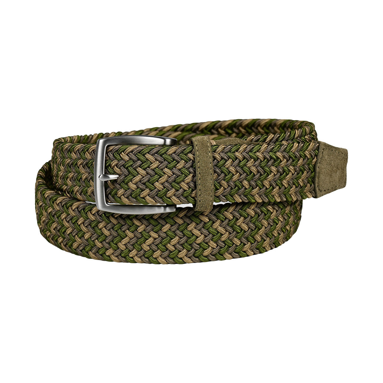 Italian Woven Rayon Stretch with Suede Tabs Casual Belt in Dirty Martini by Torino Leather