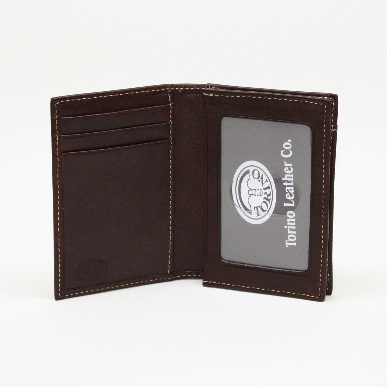 Inside view of Brown Gusseted Leather Card Case
