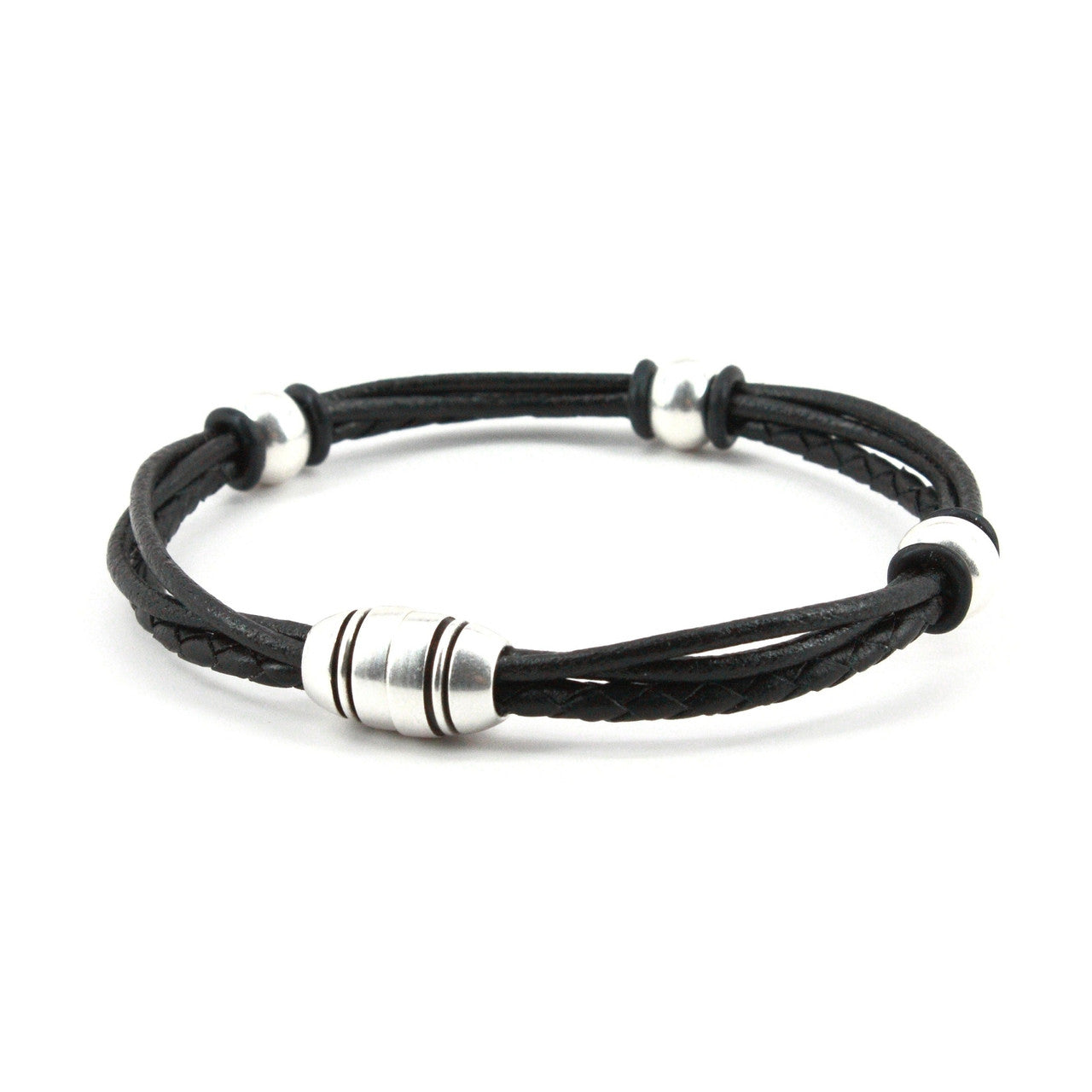 Braided Leather Trinity bracelet - Black