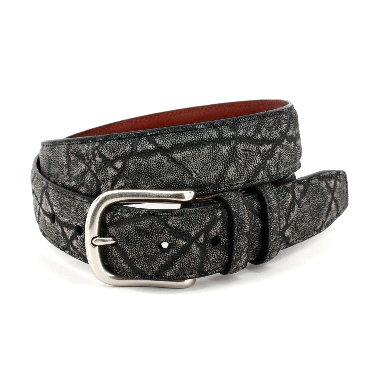 Genuine African Elephant Skin Belt in Charcoal Grey