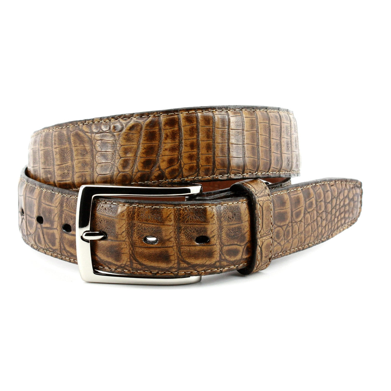 Antique Pecan Genuine South American Caiman Belt