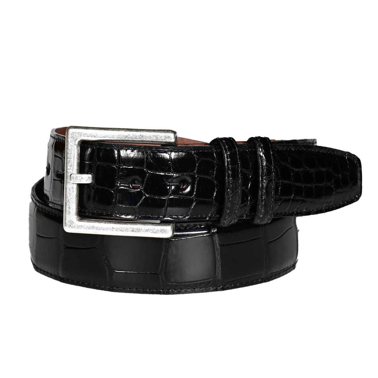 American Alligator Wide Width Leather Belt in Black by Torino Leather