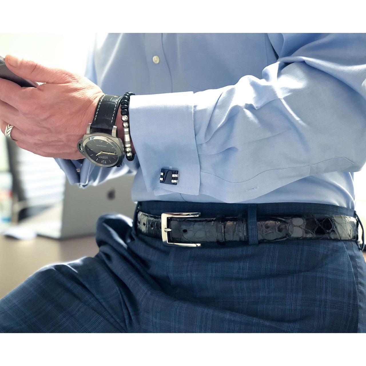 Unstitched Genuine American Alligator Skin Belt in Black by Torino Leather