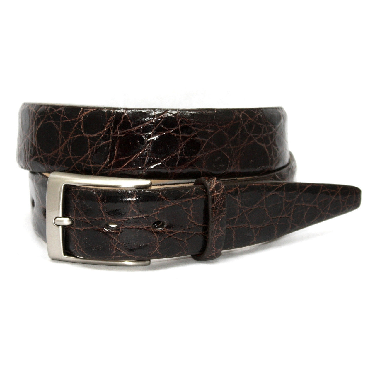 Glazed South American Caiman Belt in Brown