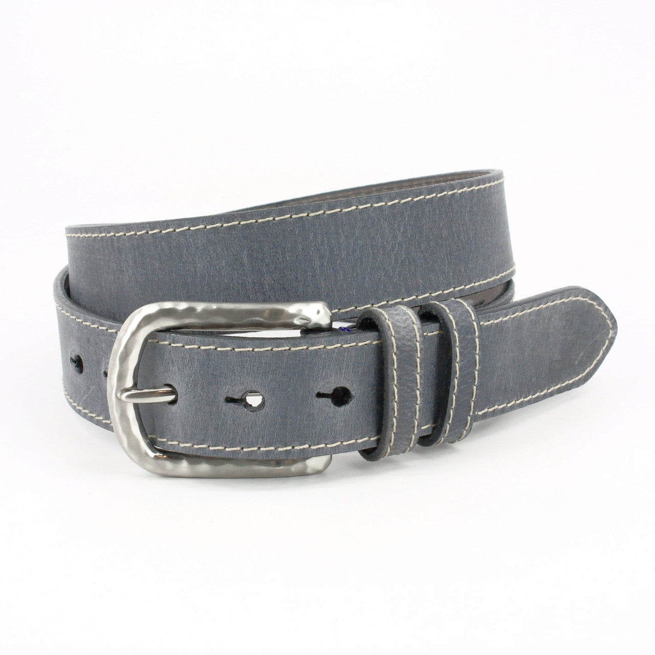 Distressed Waxed Harness Leather Belt - Charcoal