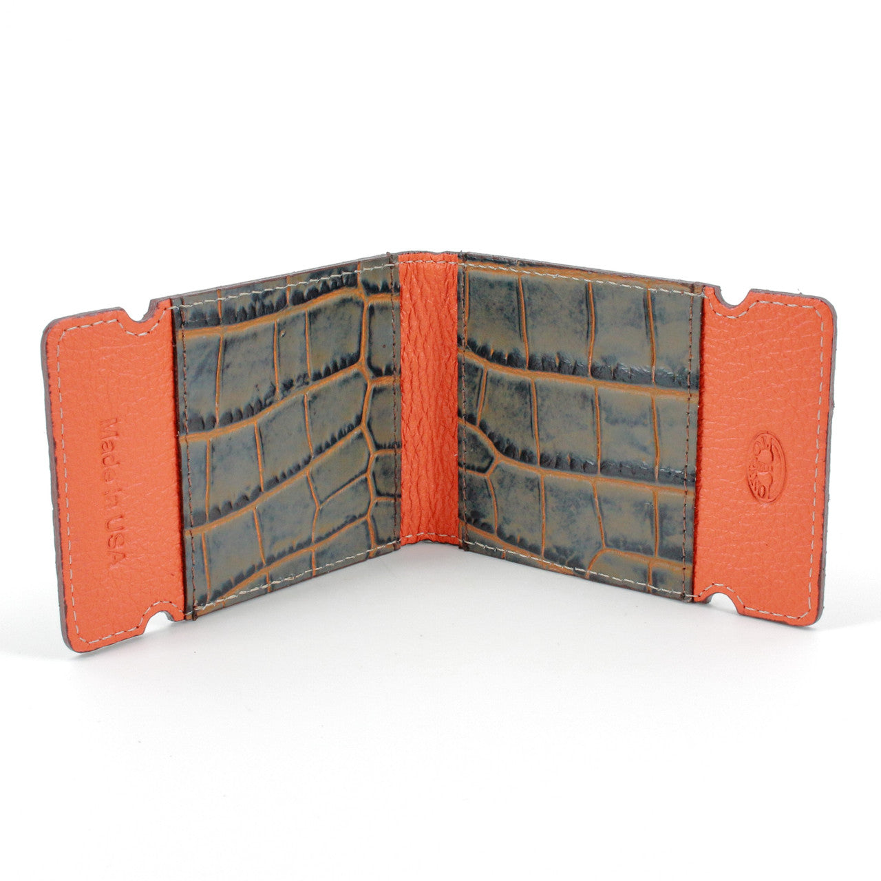 Inside pockets of Cash cover wallet in Grey & Tan