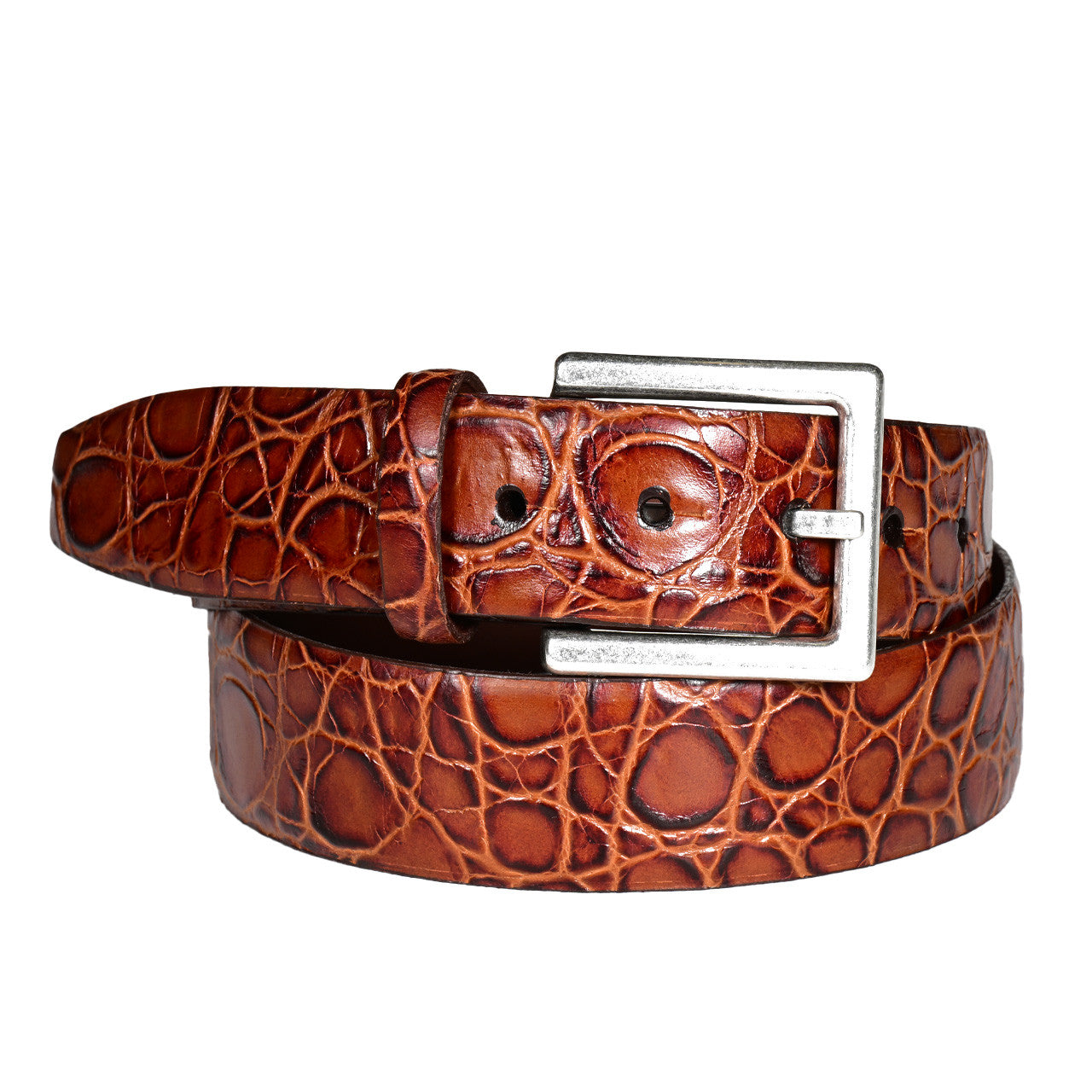 Italian Tortoise Shell Grain Calf Leather Belt in Brandy by Torino Leather
