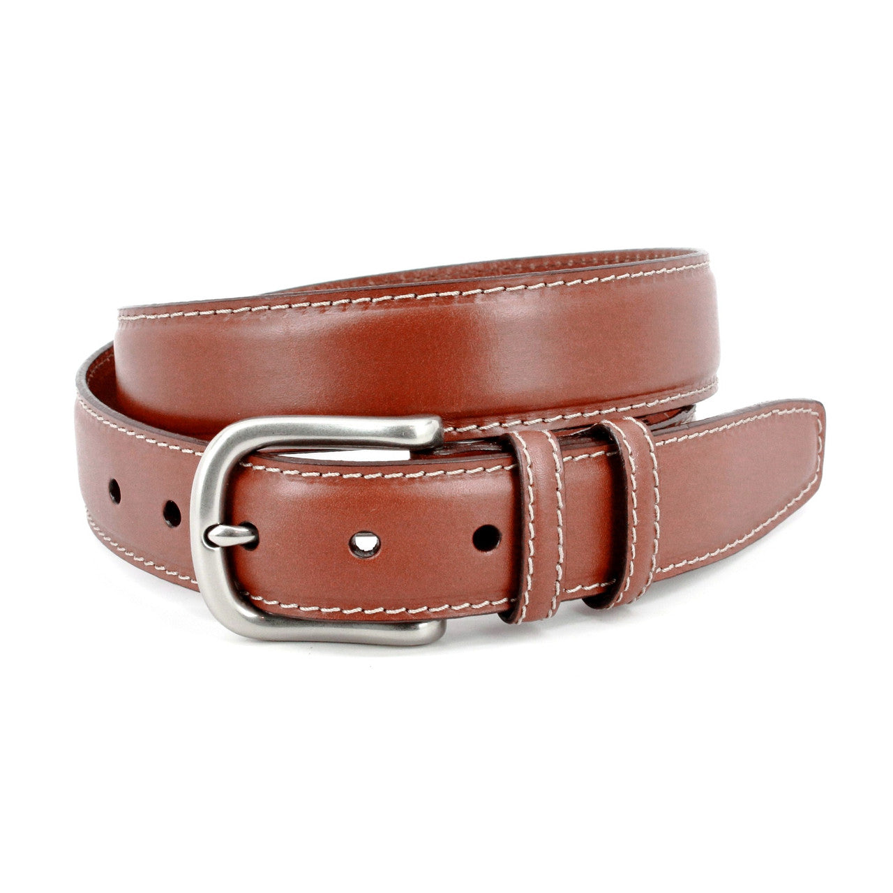 Italian Bridle Leather Casual Belt in Tan with Matte Nickel Buckle