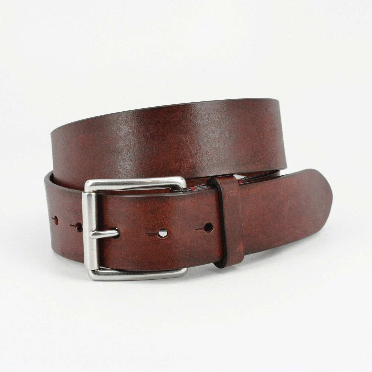 Hand Burnished Bridle Leather Casual Belt in Brown with Nickel Free Buckle