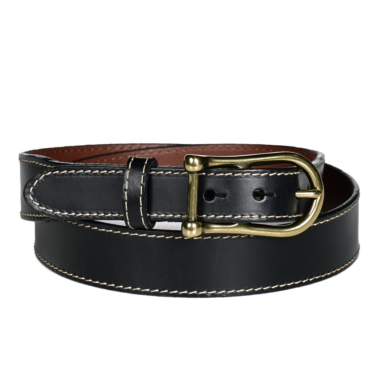 Burnished Waxy Bridle Leather Belt in Black by Torino Leather