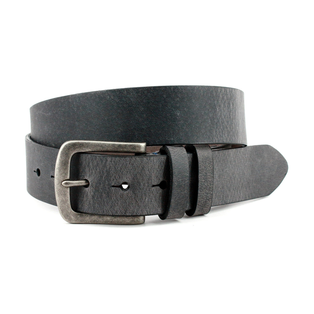 Charcoal Distressed Waxed Harness Leather Casual Belt