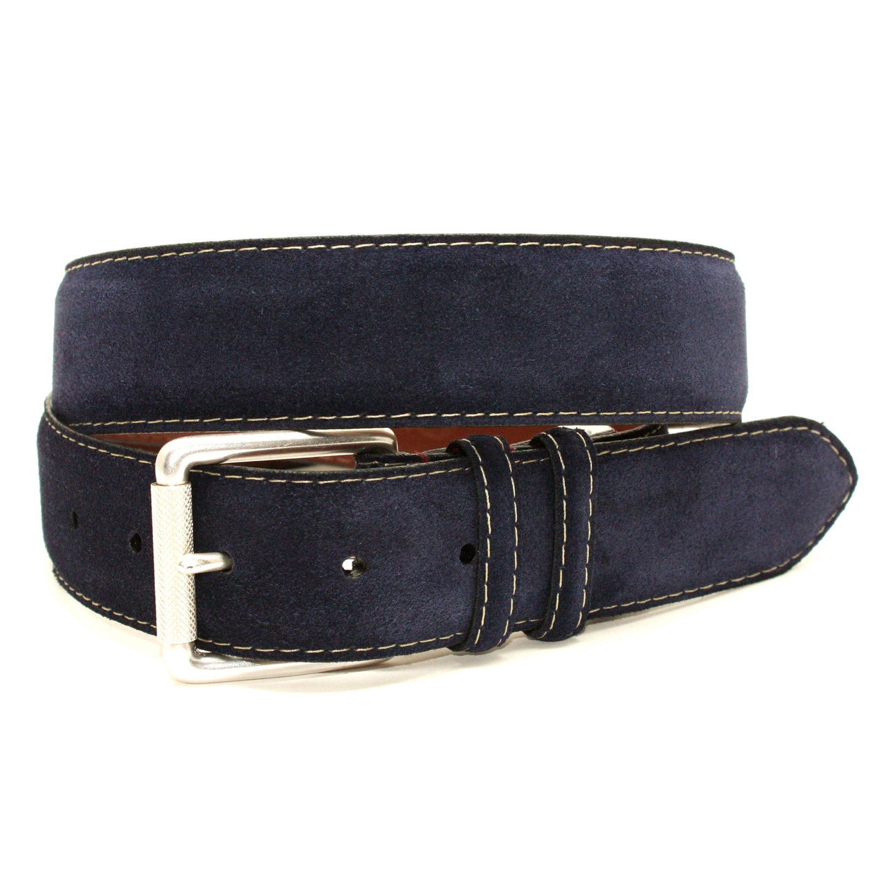 Navy European Suede Calfskin Casual Belt