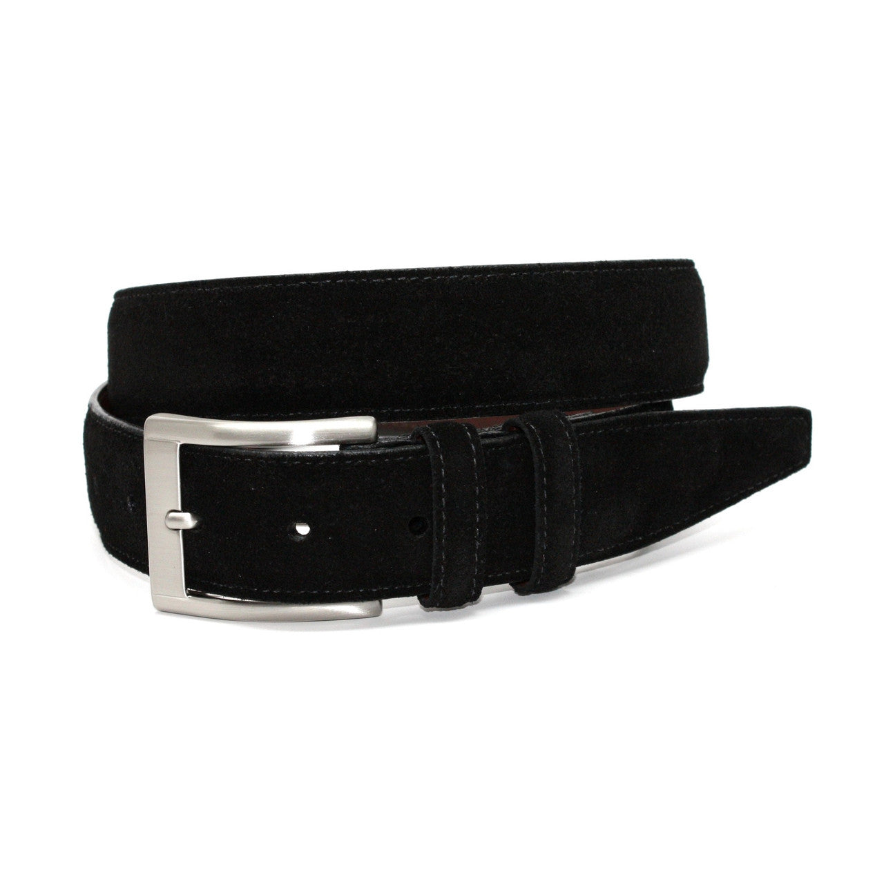 Italian Suede Calfskin Belt in Black
