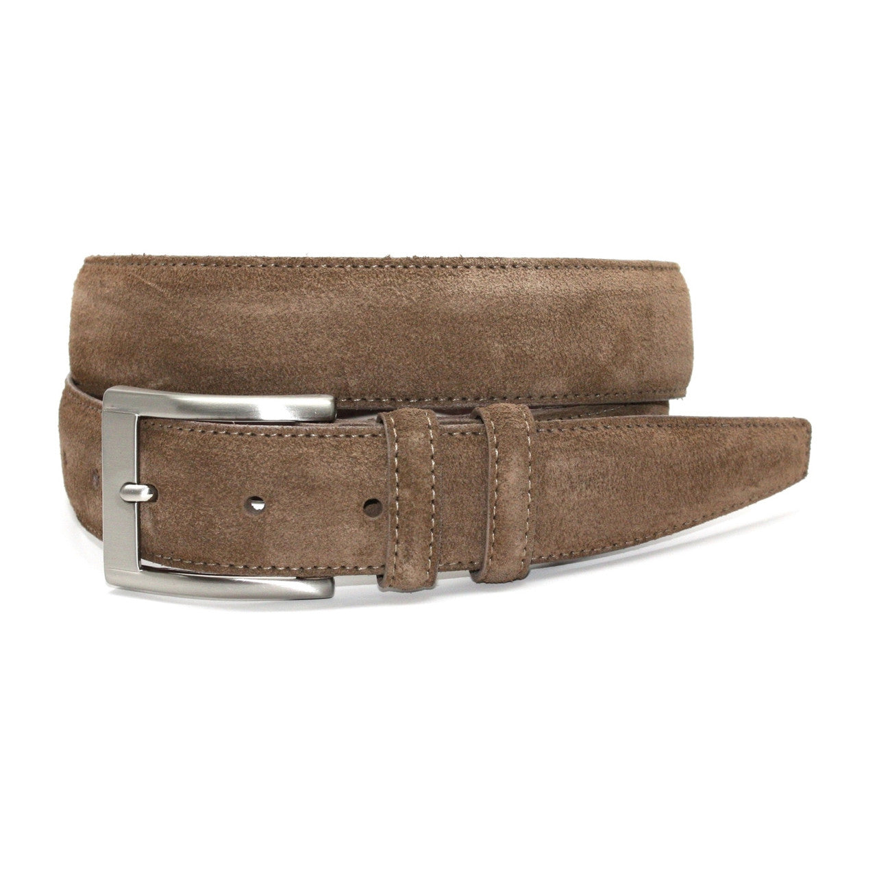 Italian Suede Calfskin Belt in Whiskey