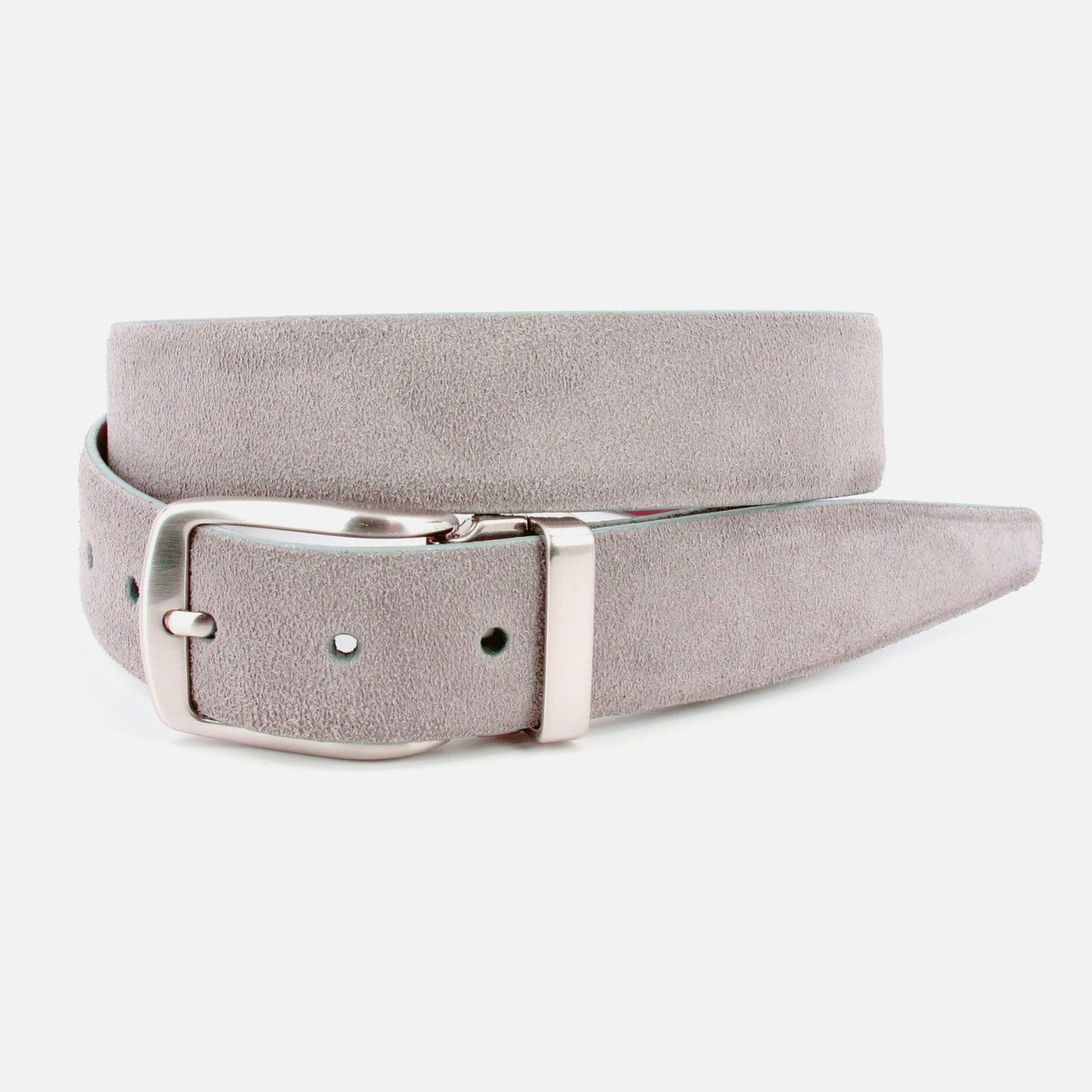 Italian Sueded Calfskin Dress Casual Belt in Grey