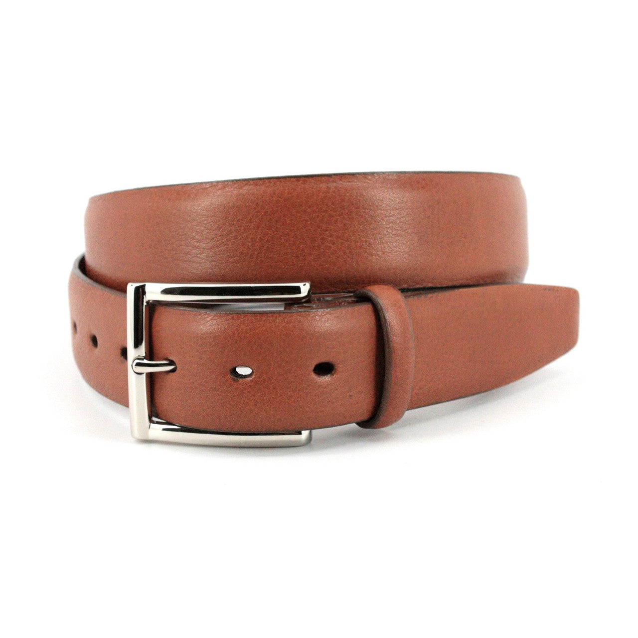 Brandy Italian Glazed Milled Calfskin Dress Belt