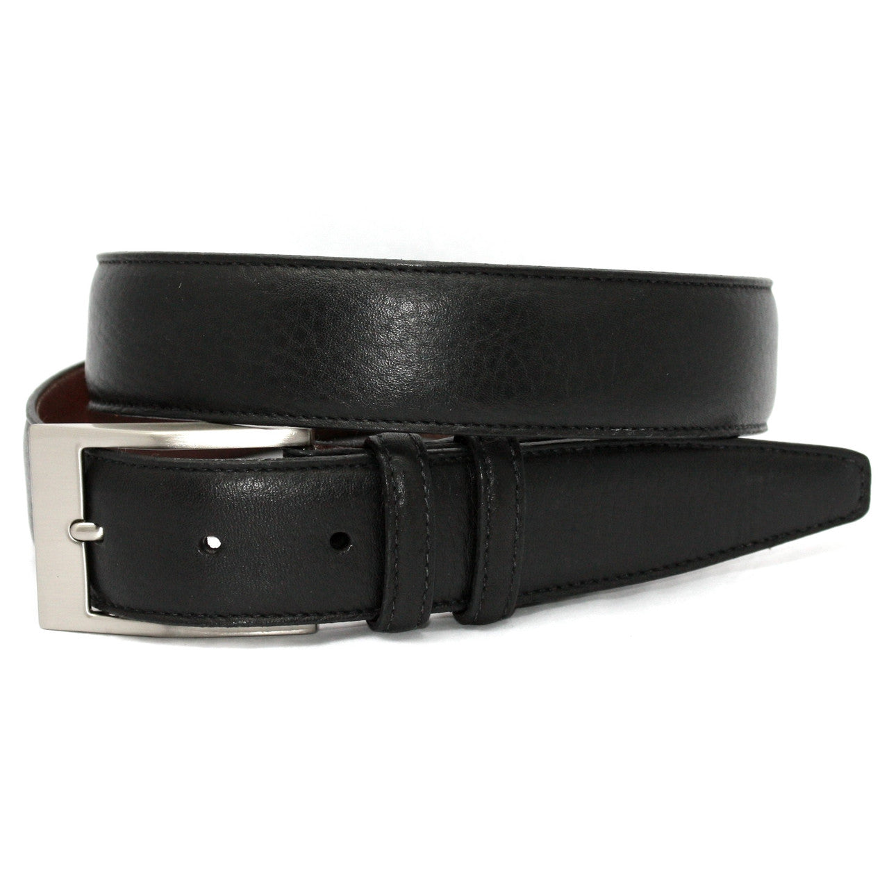 Soft Deertan Glove Leather Dress Belt in Black