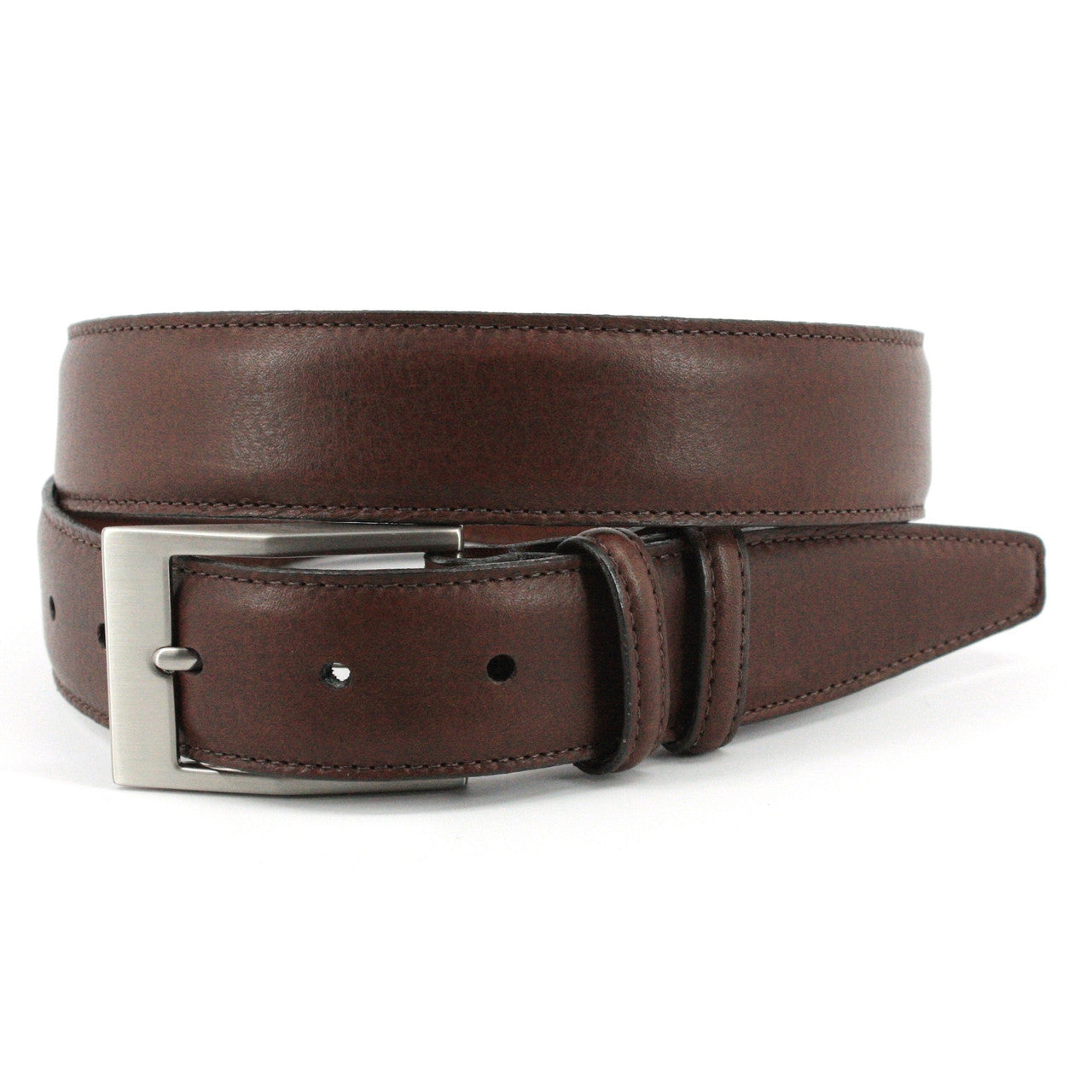 Soft Deertan Glove Leather Dress Belt in Chestnut Brown