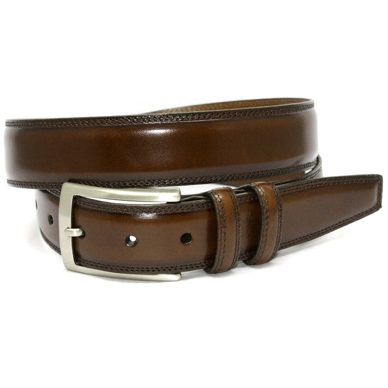 Hand Stained Italian Kipskin Dress Belt in Brown